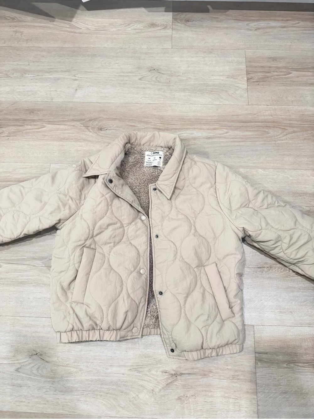 Quilted Sherpa-Lined Women’s Jacket - Cream